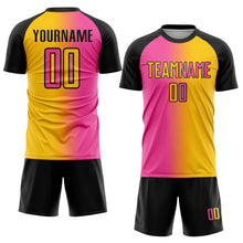 Загрузить изображение в средство просмотра галереи, Custom Yellow Pink-Black Sublimation Gradient Fashion Soccer Uniform Jersey