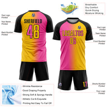 Загрузить изображение в средство просмотра галереи, Custom Yellow Pink-Black Sublimation Gradient Fashion Soccer Uniform Jersey