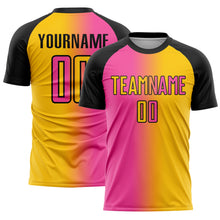 Загрузить изображение в средство просмотра галереи, Custom Yellow Pink-Black Sublimation Gradient Fashion Soccer Uniform Jersey