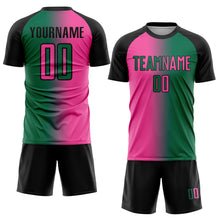 Загрузить изображение в средство просмотра галереи, Custom Kelly Green Pink-Black Sublimation Gradient Fashion Soccer Uniform Jersey