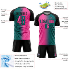 Load image into Gallery viewer, Custom Teal Pink-Black Sublimation Gradient Fashion Soccer Uniform Jersey