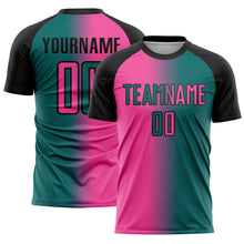 Load image into Gallery viewer, Custom Teal Pink-Black Sublimation Gradient Fashion Soccer Uniform Jersey