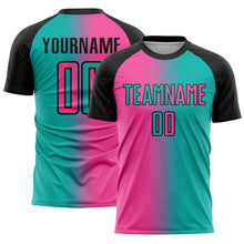 Загрузить изображение в средство просмотра галереи, Custom Aqua Pink-Black Sublimation Gradient Fashion Soccer Uniform Jersey