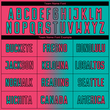 Load image into Gallery viewer, Custom Aqua Neon Pink-Black Sublimation Gradient Fashion Soccer Uniform Jersey