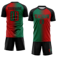 Загрузить изображение в средство просмотра галереи, Custom Red Kelly Green-Black Sublimation Gradient Fashion Soccer Uniform Jersey