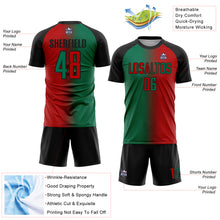 Загрузить изображение в средство просмотра галереи, Custom Red Kelly Green-Black Sublimation Gradient Fashion Soccer Uniform Jersey