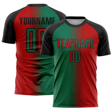 Загрузить изображение в средство просмотра галереи, Custom Red Kelly Green-Black Sublimation Gradient Fashion Soccer Uniform Jersey