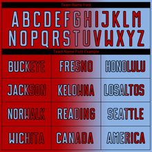 Загрузить изображение в средство просмотра галереи, Custom Light Blue Red-Black Sublimation Gradient Fashion Soccer Uniform Jersey