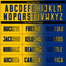 Load image into Gallery viewer, Custom Royal Yellow-Black Sublimation Gradient Fashion Soccer Uniform Jersey