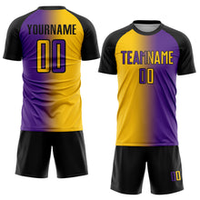 Загрузить изображение в средство просмотра галереи, Custom Purple Yellow-Black Sublimation Gradient Fashion Soccer Uniform Jersey