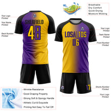 Загрузить изображение в средство просмотра галереи, Custom Purple Yellow-Black Sublimation Gradient Fashion Soccer Uniform Jersey