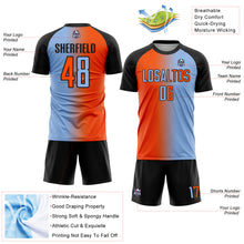 Загрузить изображение в средство просмотра галереи, Custom Light Blue Orange-Black Sublimation Gradient Fashion Soccer Uniform Jersey