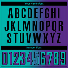 Загрузить изображение в средство просмотра галереи, Custom Purple Aqua-Black Sublimation Gradient Fashion Soccer Uniform Jersey