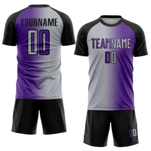 Загрузить изображение в средство просмотра галереи, Custom Purple Gray-Black Sublimation Gradient Fashion Soccer Uniform Jersey
