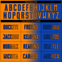 Load image into Gallery viewer, Custom Thunder Blue Bay Orange-Black Sublimation Gradient Fashion Soccer Uniform Jersey