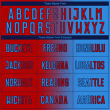 Laden Sie das Bild in den Galerie-Viewer, Custom Powder Blue Red-Navy Sublimation Gradient Fashion Soccer Uniform Jersey