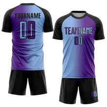 Загрузить изображение в средство просмотра галереи, Custom Purple Light Blue-Black Sublimation Gradient Fashion Soccer Uniform Jersey