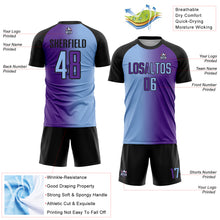 Загрузить изображение в средство просмотра галереи, Custom Purple Light Blue-Black Sublimation Gradient Fashion Soccer Uniform Jersey