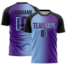 Загрузить изображение в средство просмотра галереи, Custom Purple Light Blue-Black Sublimation Gradient Fashion Soccer Uniform Jersey