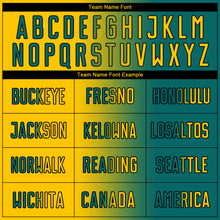 Load image into Gallery viewer, Custom Teal Yellow-Black Sublimation Gradient Fashion Soccer Uniform Jersey