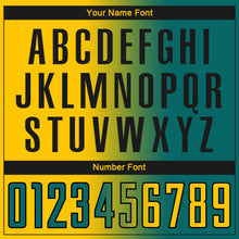 Load image into Gallery viewer, Custom Teal Yellow-Black Sublimation Gradient Fashion Soccer Uniform Jersey