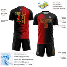 Load image into Gallery viewer, Custom Black Red-Old Gold Sublimation Gradient Fashion Soccer Uniform Jersey