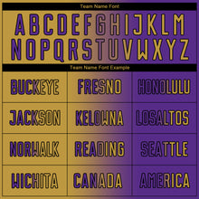 Загрузить изображение в средство просмотра галереи, Custom Purple Old Gold-Black Sublimation Gradient Fashion Soccer Uniform Jersey