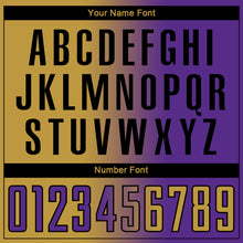 Загрузить изображение в средство просмотра галереи, Custom Purple Old Gold-Black Sublimation Gradient Fashion Soccer Uniform Jersey