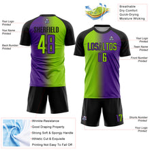 Загрузить изображение в средство просмотра галереи, Custom Purple Neon Green-Black Sublimation Gradient Fashion Soccer Uniform Jersey