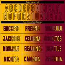 Laden Sie das Bild in den Galerie-Viewer, Custom Maroon Gold-Black Sublimation Gradient Fashion Soccer Uniform Jersey