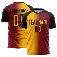 Laden Sie das Bild in den Galerie-Viewer, Custom Maroon Gold-Black Sublimation Gradient Fashion Soccer Uniform Jersey