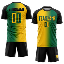 Load image into Gallery viewer, Custom Kelly Green Yellow-Black Sublimation Gradient Fashion Soccer Uniform Jersey
