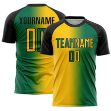 Load image into Gallery viewer, Custom Kelly Green Yellow-Black Sublimation Gradient Fashion Soccer Uniform Jersey