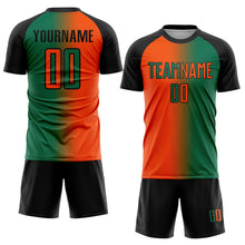 Загрузить изображение в средство просмотра галереи, Custom Kelly Green Orange-Black Sublimation Gradient Fashion Soccer Uniform Jersey