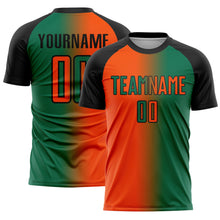 Загрузить изображение в средство просмотра галереи, Custom Kelly Green Orange-Black Sublimation Gradient Fashion Soccer Uniform Jersey