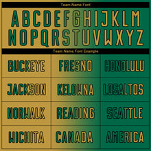 Загрузить изображение в средство просмотра галереи, Custom Kelly Green Old Gold-Black Sublimation Gradient Fashion Soccer Uniform Jersey