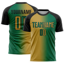 Загрузить изображение в средство просмотра галереи, Custom Kelly Green Old Gold-Black Sublimation Gradient Fashion Soccer Uniform Jersey