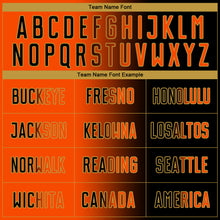 Laden Sie das Bild in den Galerie-Viewer, Custom Black Orange-Old Gold Sublimation Gradient Fashion Soccer Uniform Jersey