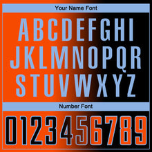 Laden Sie das Bild in den Galerie-Viewer, Custom Black Orange-Light Blue Sublimation Gradient Fashion Soccer Uniform Jersey