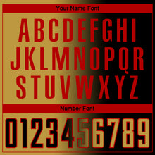 Laden Sie das Bild in den Galerie-Viewer, Custom Black Old Gold-Red Sublimation Gradient Fashion Soccer Uniform Jersey