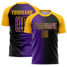 Charger l'image dans la galerie, Custom Black Purple-Gold Sublimation Gradient Fashion Soccer Uniform Jersey
