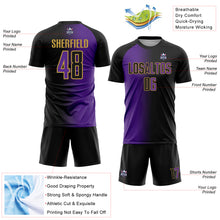 Charger l'image dans la galerie, Custom Black Purple-Old Gold Sublimation Gradient Fashion Soccer Uniform Jersey