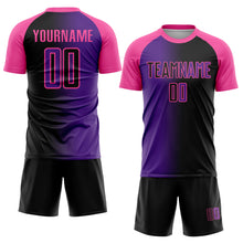 Charger l'image dans la galerie, Custom Black Purple-Pink Sublimation Gradient Fashion Soccer Uniform Jersey