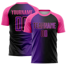 Charger l'image dans la galerie, Custom Black Purple-Pink Sublimation Gradient Fashion Soccer Uniform Jersey