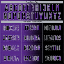 Laden Sie das Bild in den Galerie-Viewer, Custom Black Purple-Gray Sublimation Gradient Fashion Soccer Uniform Jersey