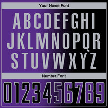 Laden Sie das Bild in den Galerie-Viewer, Custom Black Purple-Gray Sublimation Gradient Fashion Soccer Uniform Jersey