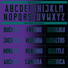 Load image into Gallery viewer, Custom Black Purple-Teal Sublimation Gradient Fashion Soccer Uniform Jersey