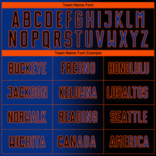 Laden Sie das Bild in den Galerie-Viewer, Custom Black Royal-Orange Sublimation Gradient Fashion Soccer Uniform Jersey