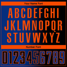 Laden Sie das Bild in den Galerie-Viewer, Custom Black Royal-Orange Sublimation Gradient Fashion Soccer Uniform Jersey