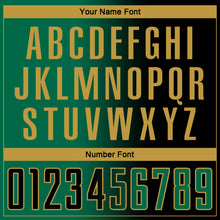 Laden Sie das Bild in den Galerie-Viewer, Custom Black Kelly Green-Old Gold Sublimation Gradient Fashion Soccer Uniform Jersey